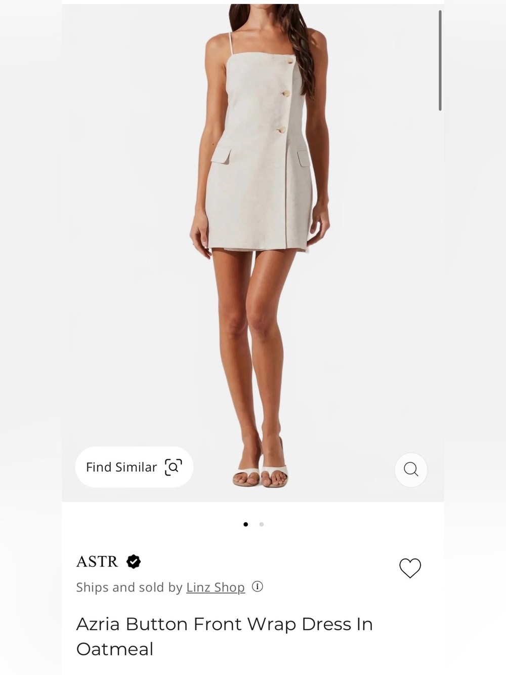 Astr Oatmeal Mini Dress with Button Front